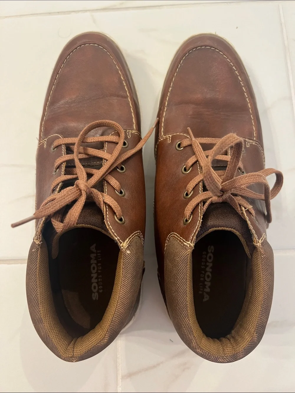 Sonoma Brown Leather Boat-Style Lace-Up Shoes